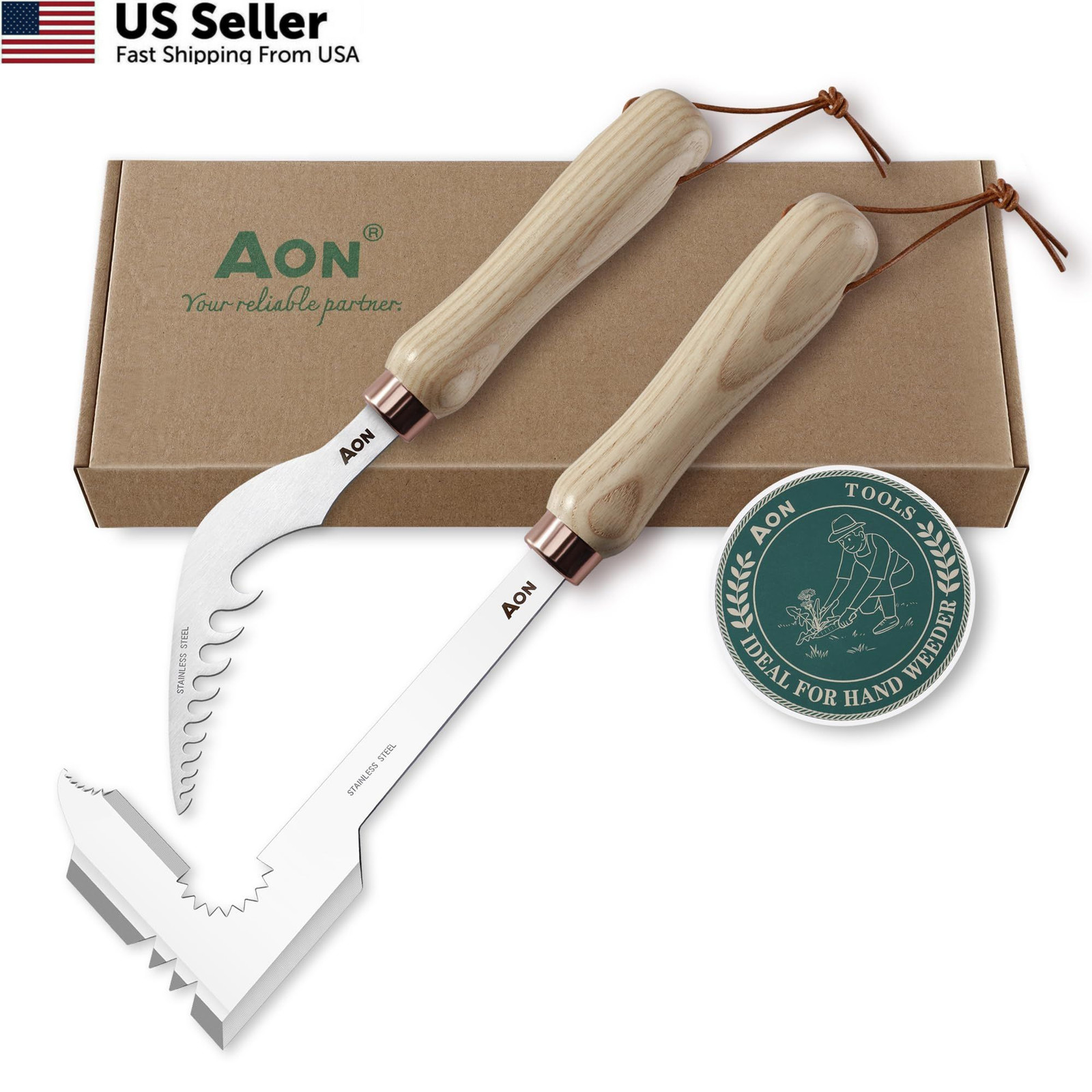 AON 2-Pack Hand Crack Weeder Puller Tool Set - Made with Heat Original