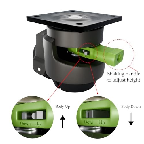 Leveling Casters Heavy Duty, 4-Pack with Tool-Free 60F-leveling casters