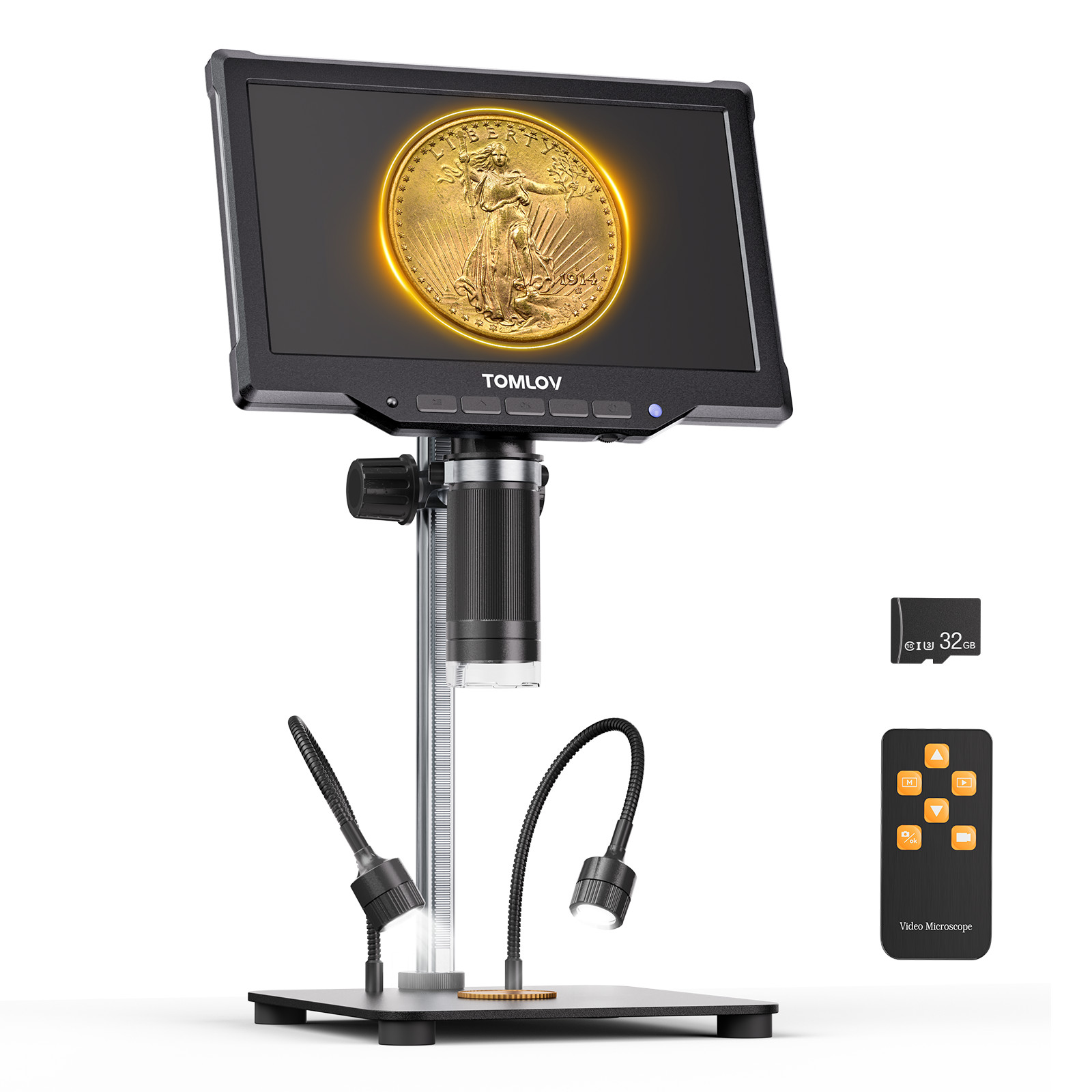 10" Digital Microscope 1200X Magnifier Soldering Microscope 32GB 1080P HD camera