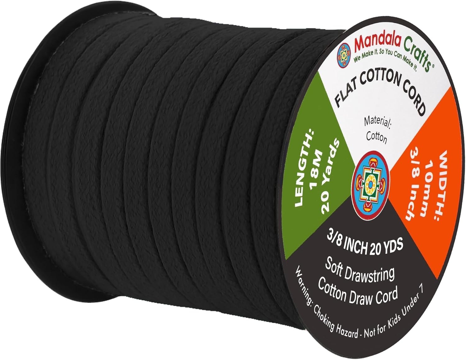 Black Flat Drawstring Cord Replacement, 3/8 Inch 20 YDs Black Soft Drawstring...