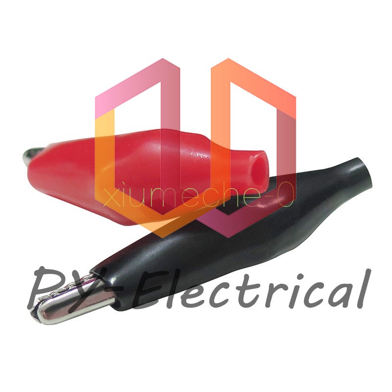 10pcs Black Red Soft Plastic Coated Testing Probe Aligator Clips Crocodile P2001