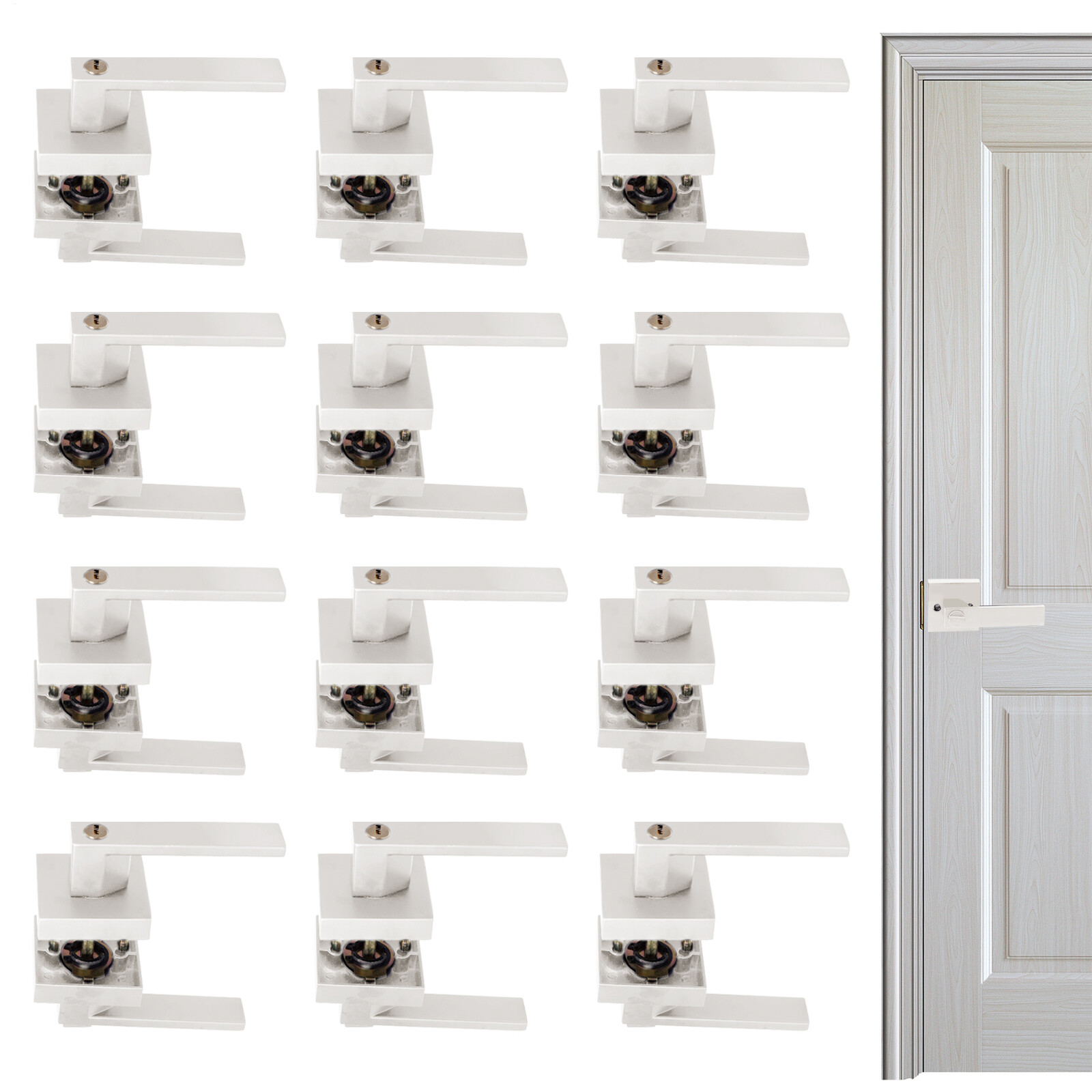 Heavy Duty Square Passage Door Levers Interior Door Handles Silver 12 Pack