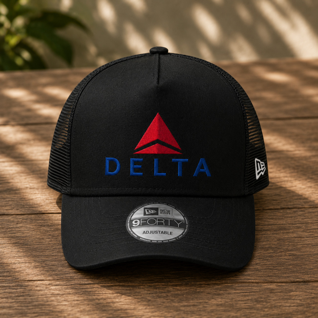 Delta Air Lines Embroidered Baseball Hat Black Mesh Trucker Adjustable Cap