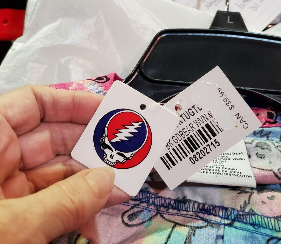 Grateful Dead Dancing Bear XL Tie front Crop top authentic licensed womens NWT