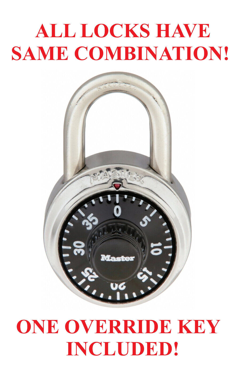 Master Lock 1525 100 Padlocks ALL LOCKS SAME COMBINATION W/Control Key