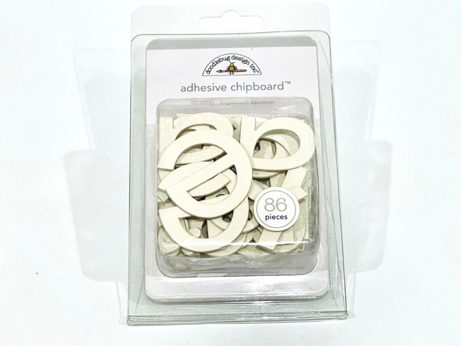 DOODLEBUG DESIGN INC. HOPSCOTCH ALPHABET ADHESIVE CHIPBOARD LILY WHITE