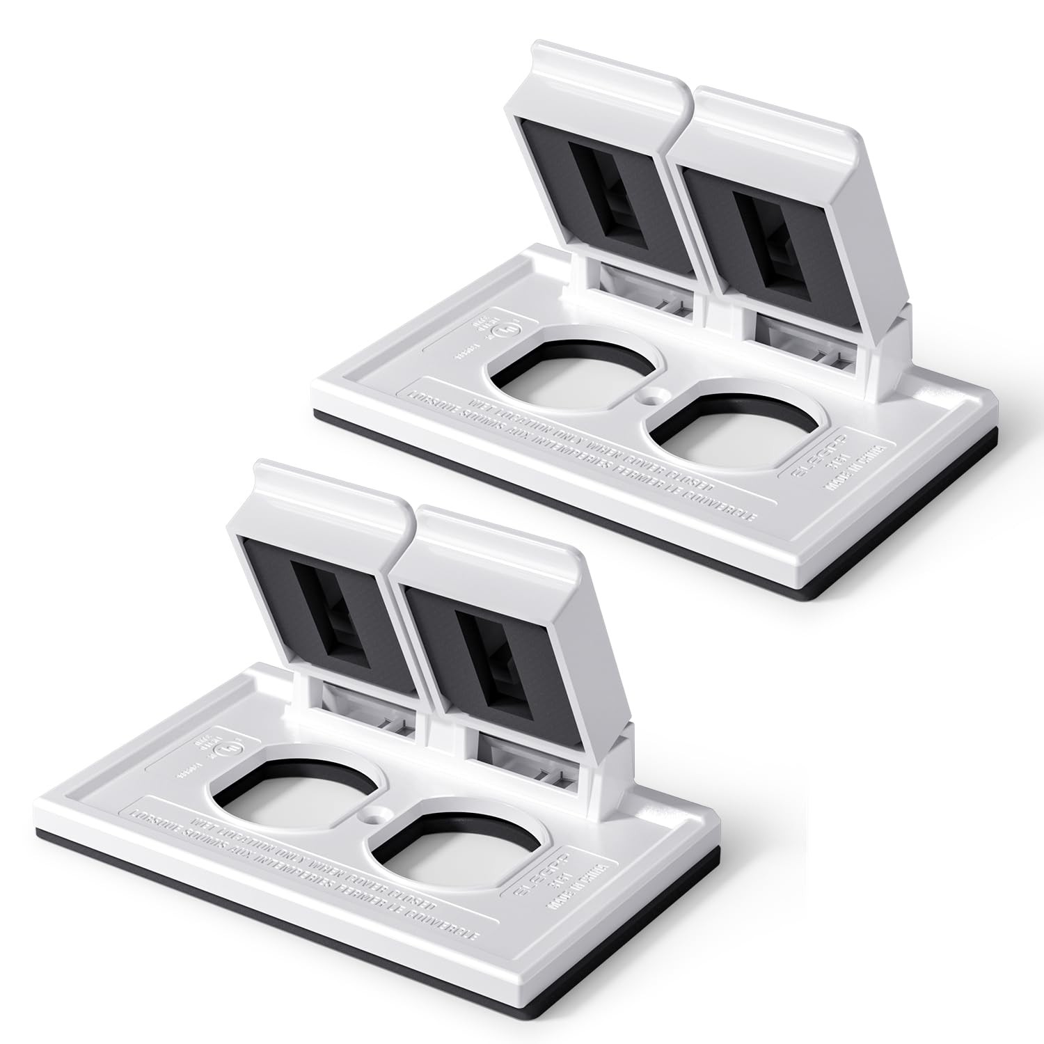 ELEGRP Horizontal Outdoor Cover for Duplex 2 Pack, White-Horizontal (2 Holes)