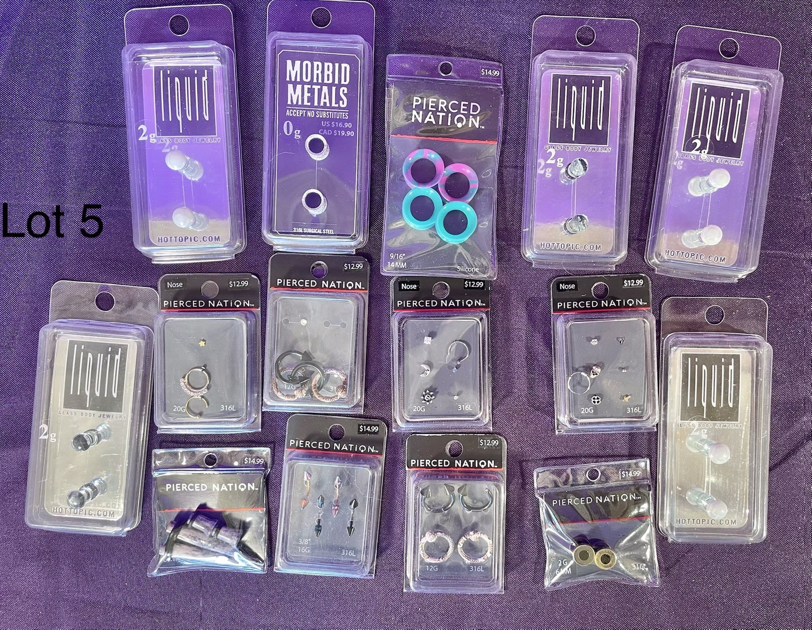 Body Piercing Jewelry Mix Lot Of 15 Wholesale New Retail Packaging