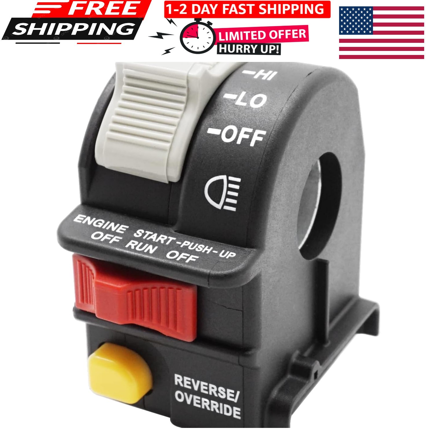 Left Handlebar Engine Start Off Headlight HI LO Off Switch for Polaris Sportsman