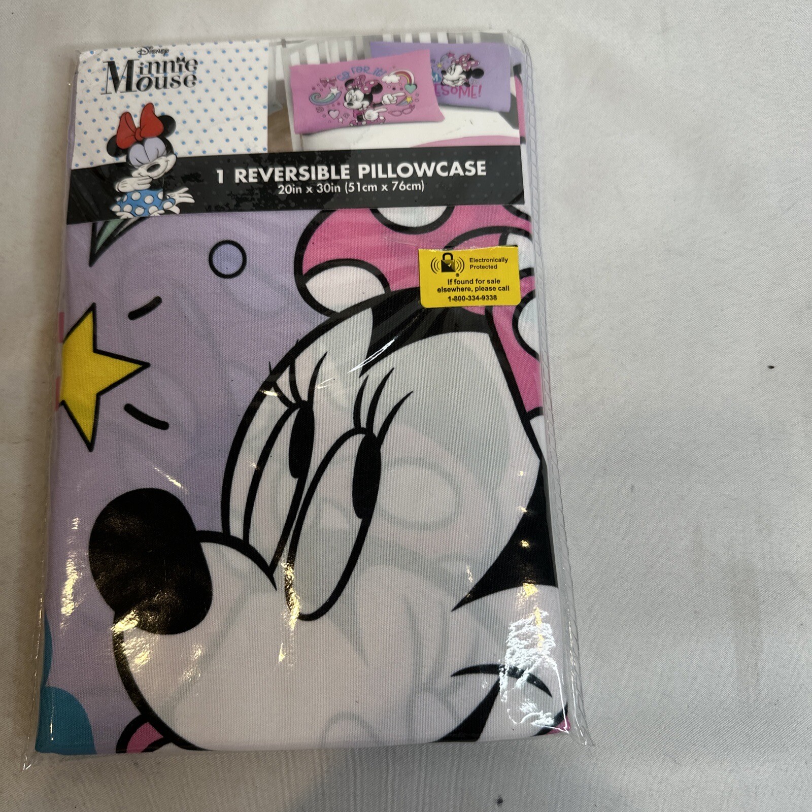 Minnie Mouse Reversible Pillowcase Bed Disney Stocking Stuffer Kids 2 Color