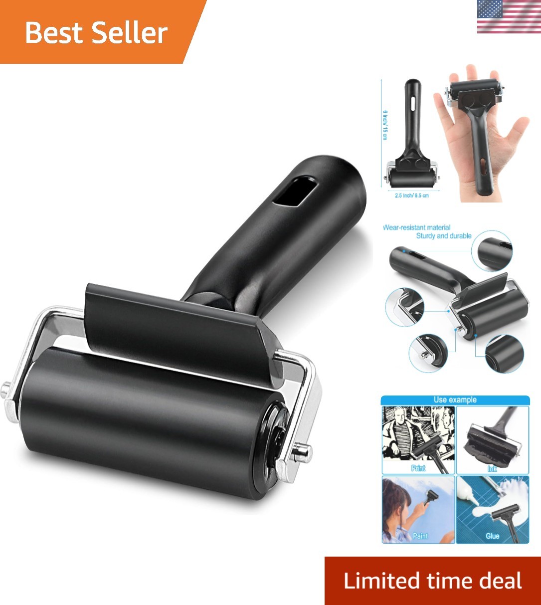 Durable Rubber Seam Roller for Anti-Skid Tape and Craft Applications - 2.5-Inch