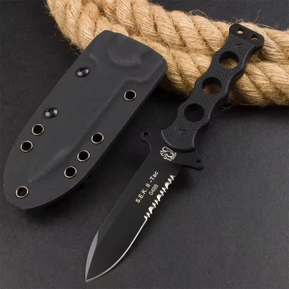 SEK II TAC Style Fixed Blade Knife 3.54" G10 Handle Tactical Survival EDC Sheath