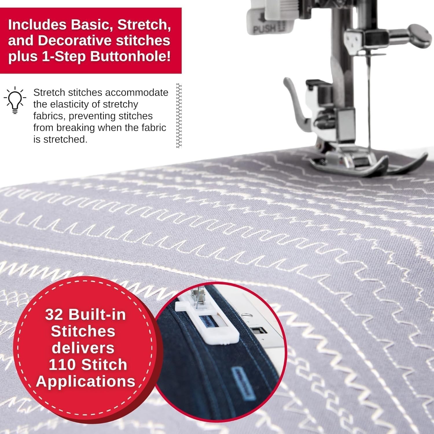Singer 4452 Heavy Duty Sewing Machine Bundle w/ Table, 110 Stitches, LED Light