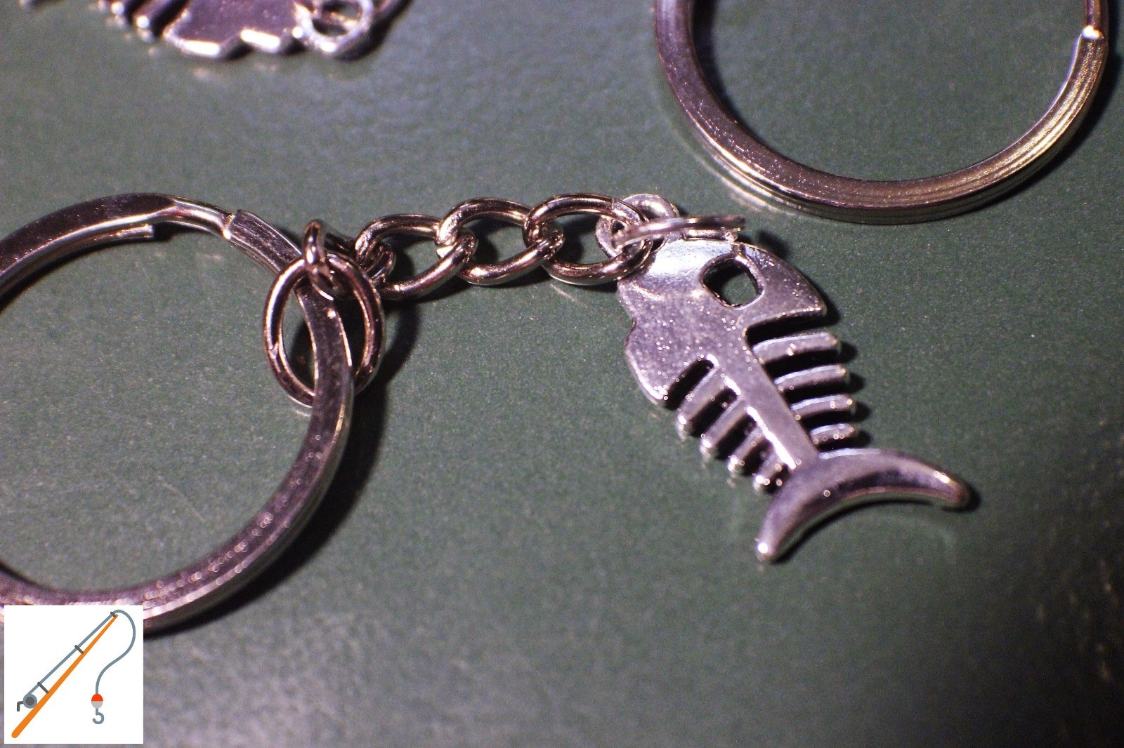 FISH BONE Lil minnow bonz boat Keychain Key Chain Fishing lightweight Gift