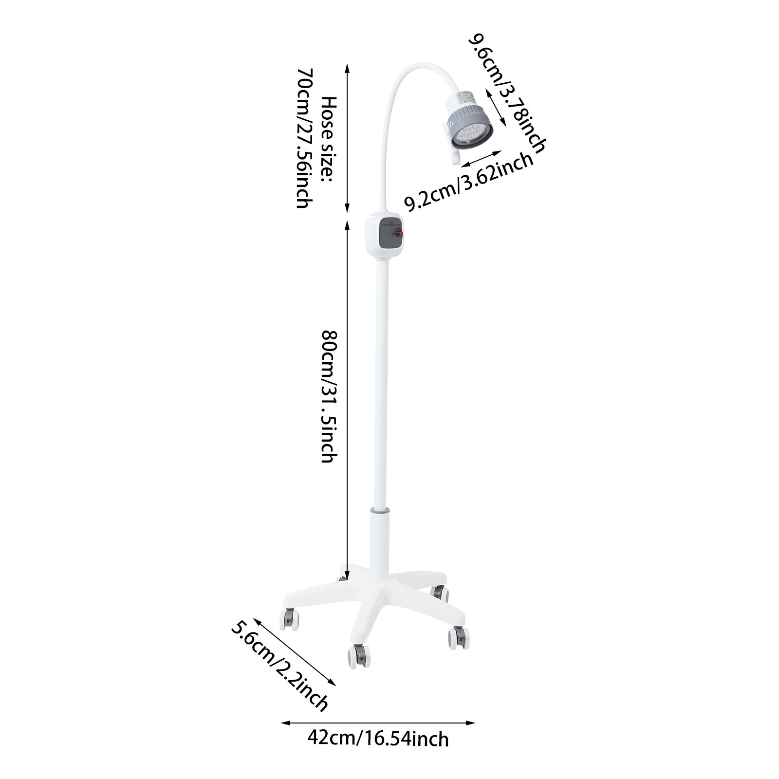 12W Dimmable LED Examination Lamp with Wheels for Surgical Use