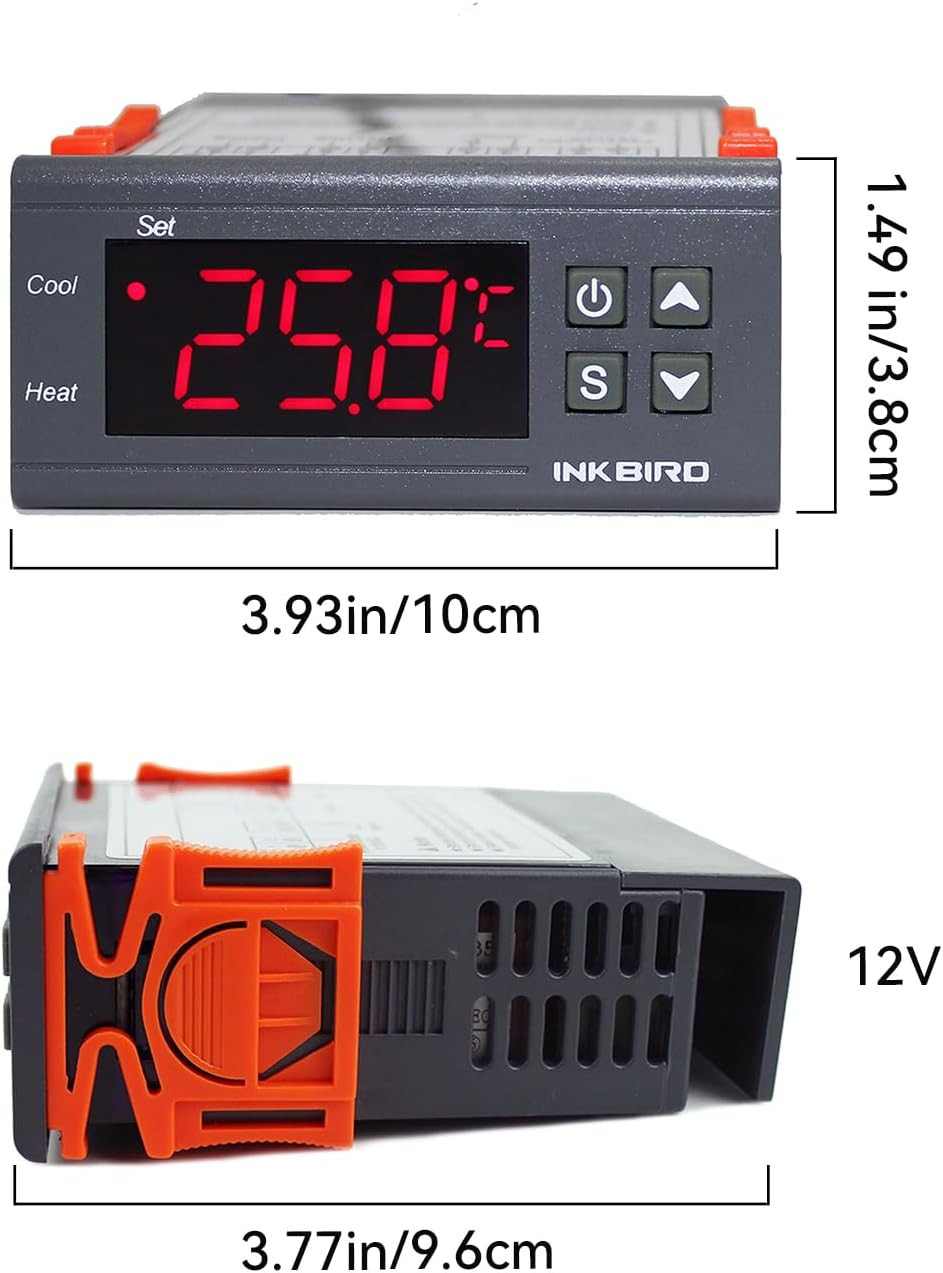 Inkbird Dual Stage DV 12V Digital Temperature Controller Fahrenheit Thermostat H