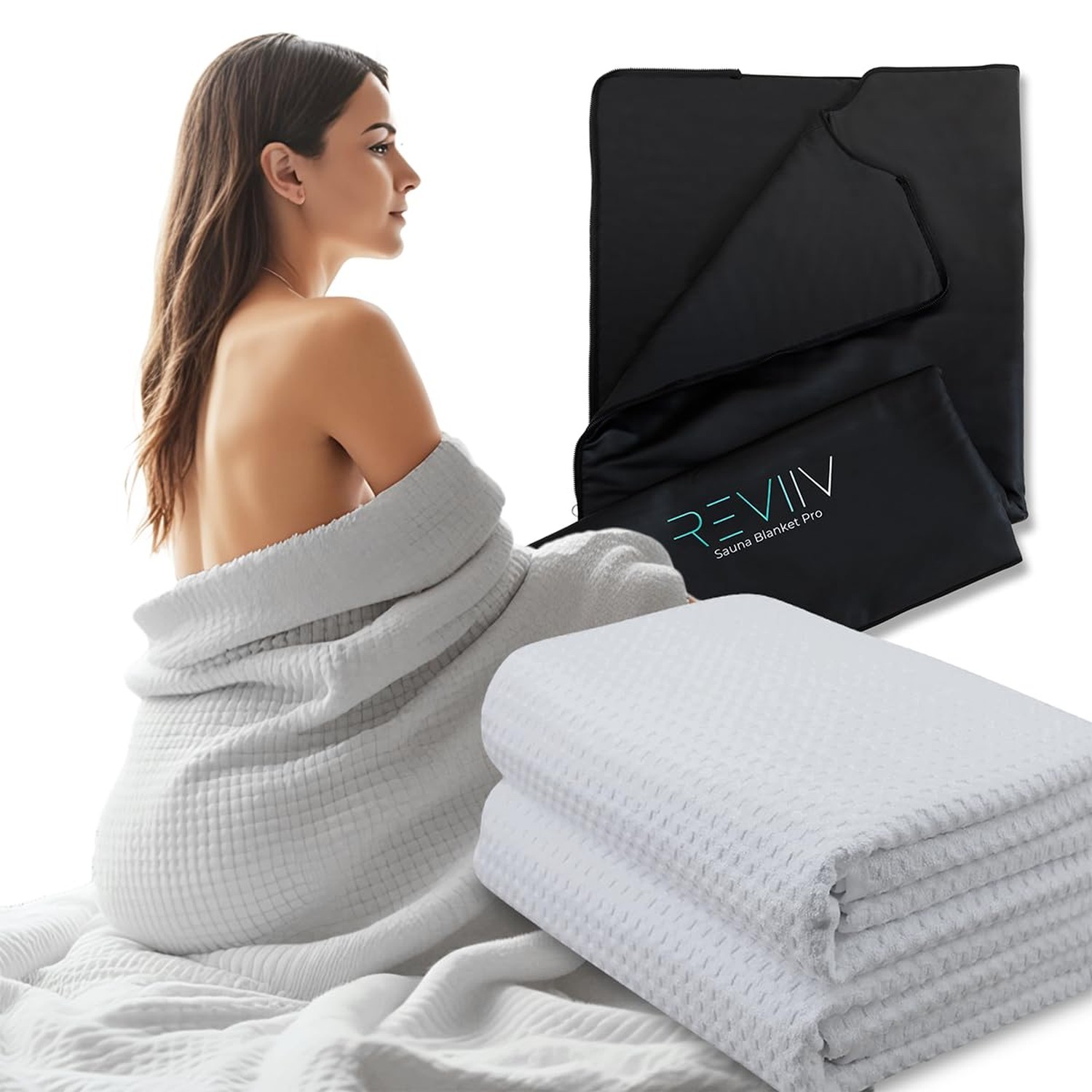 Sauna Blanket Towel Insert - 2 Pack Light Grey 100% Cotton Waffle - Home Infa...