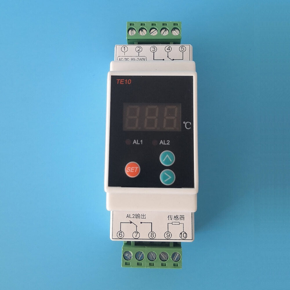 AC90-260V Din Rail Thermostat w/Sensor 2 Way Relay Output Temperature Controller