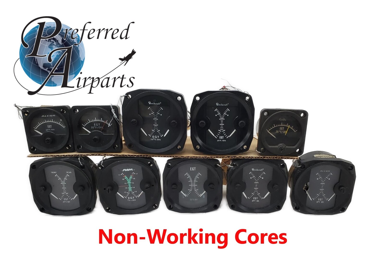 Lot of 10 Core Aircraft Exhaust Gas Temp Gauges. See Details below.