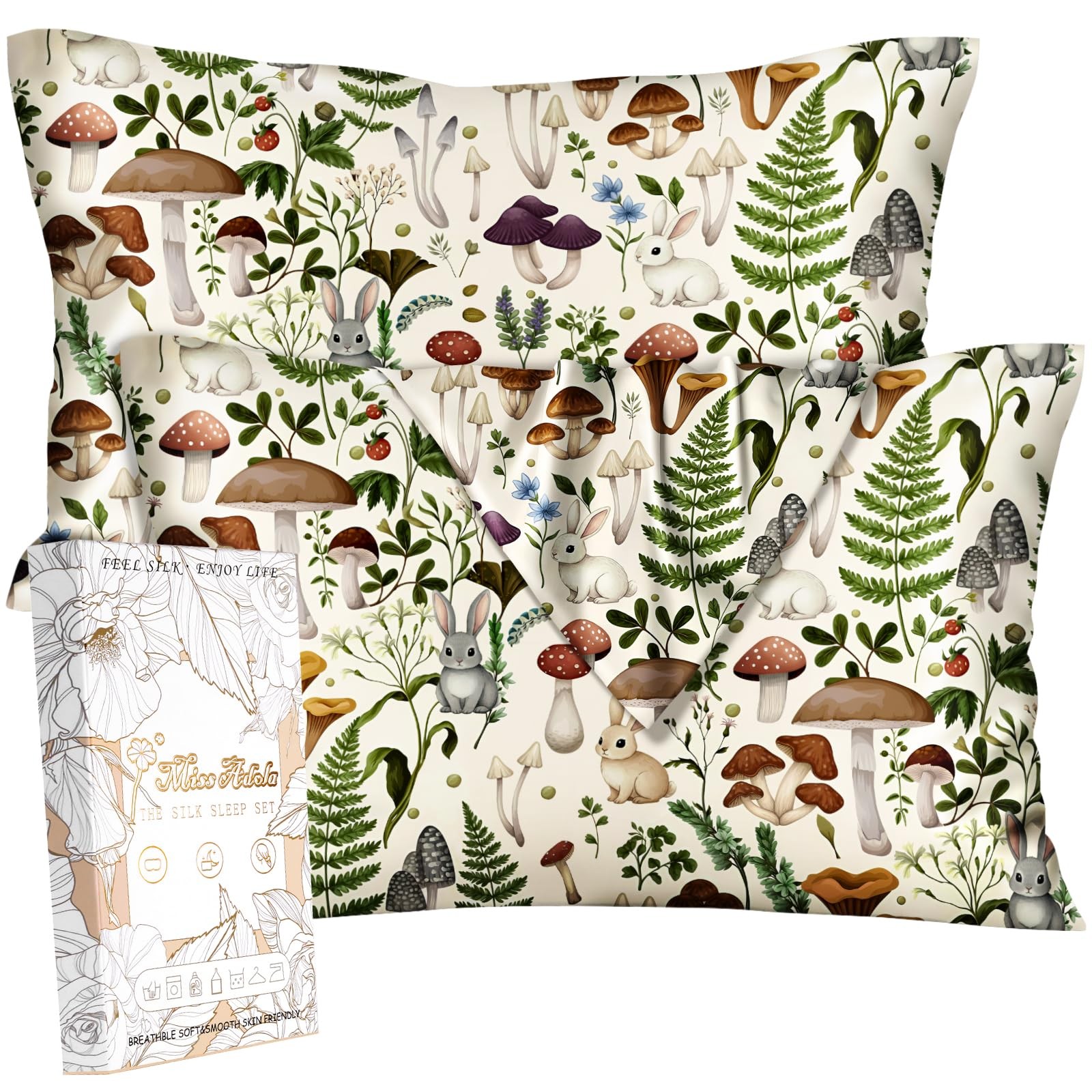 Silk Pillow Cases 2 Pack - King Size 20 x 36 Inch Mulberry Silky Pillowcase f...