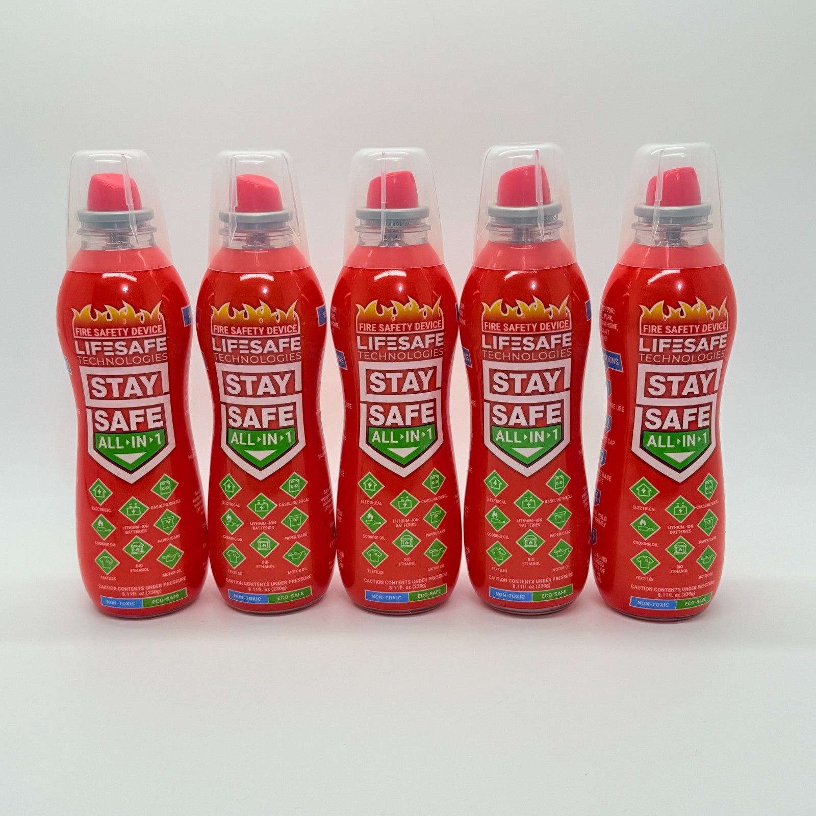 5x LifeSafe StaySafe All-in-1 Portable Fire Extinguisher Spray For Home & Travel