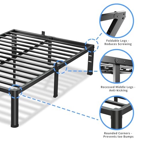 Size Bed Frame, 3500Lbs Heavy Duty Metal Platform with Round Twin 16 Inch