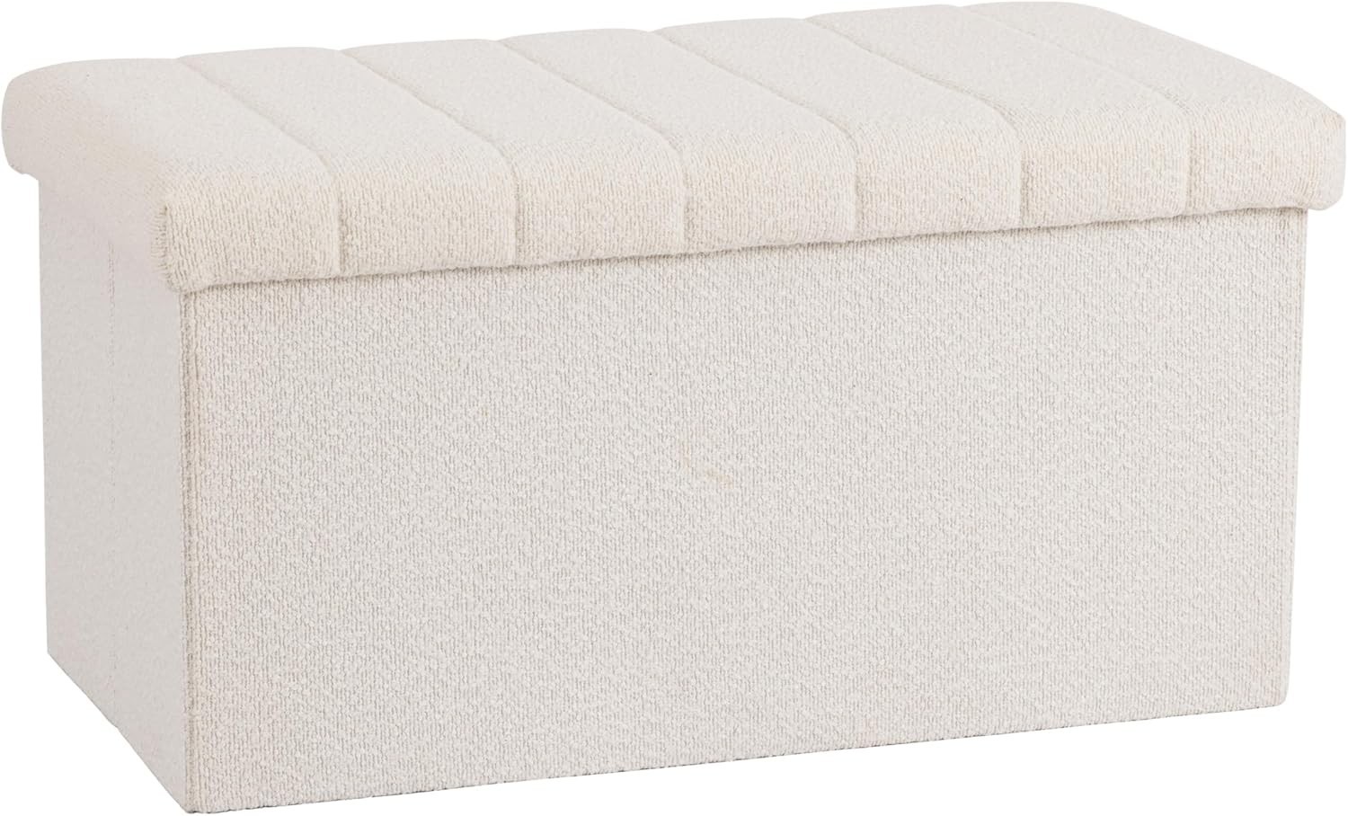Cushioned Fabric Ottoman Hidden Storage Chest Footrest Chair Padded Seat Bedroom