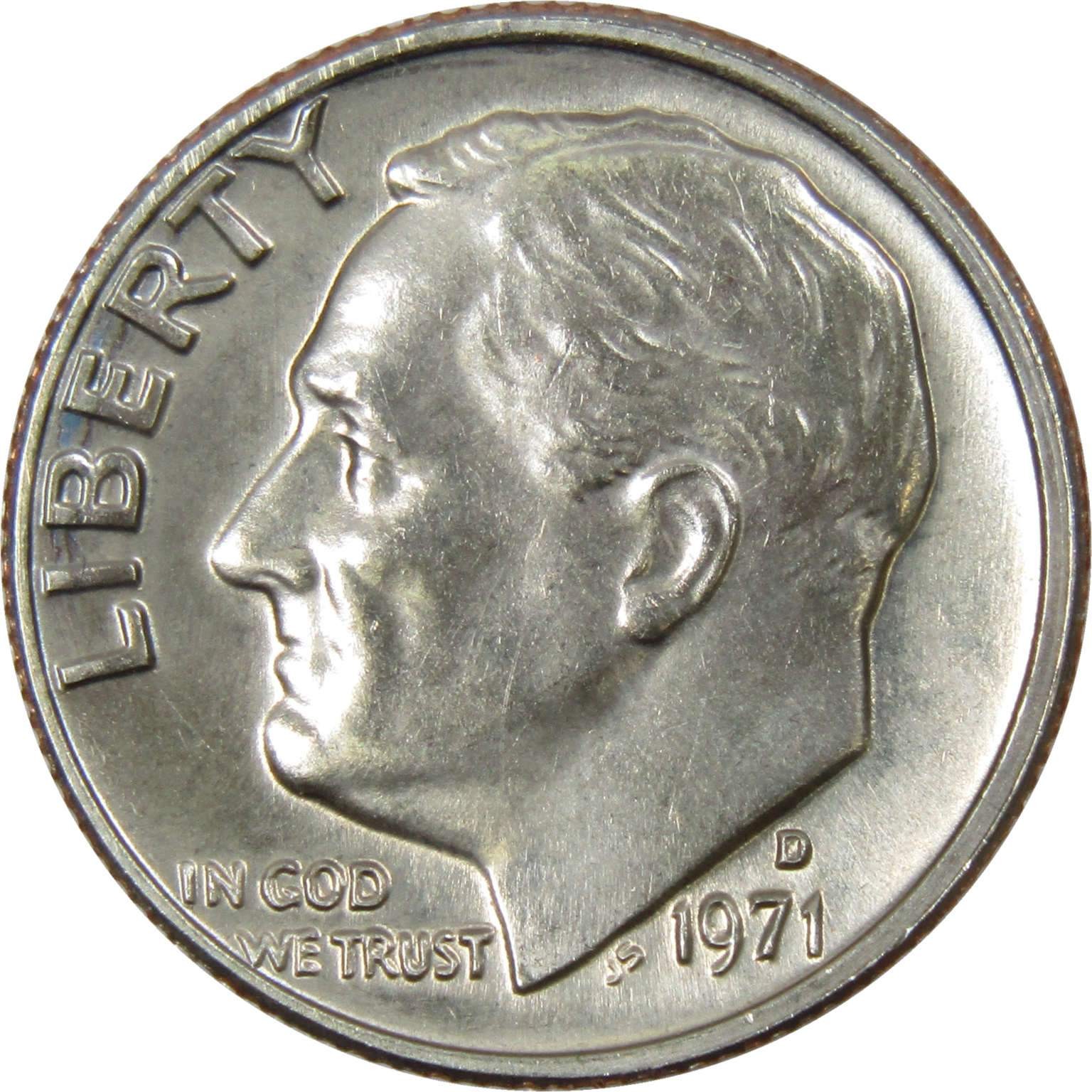1971 D Roosevelt Dime Clad Uncirculated Mint State 10c Coin