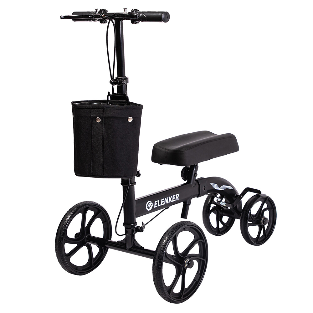 2026 Deluxe Medical Knee Walker Scooter Steerable 10" Wheels Knee Scooter Blue