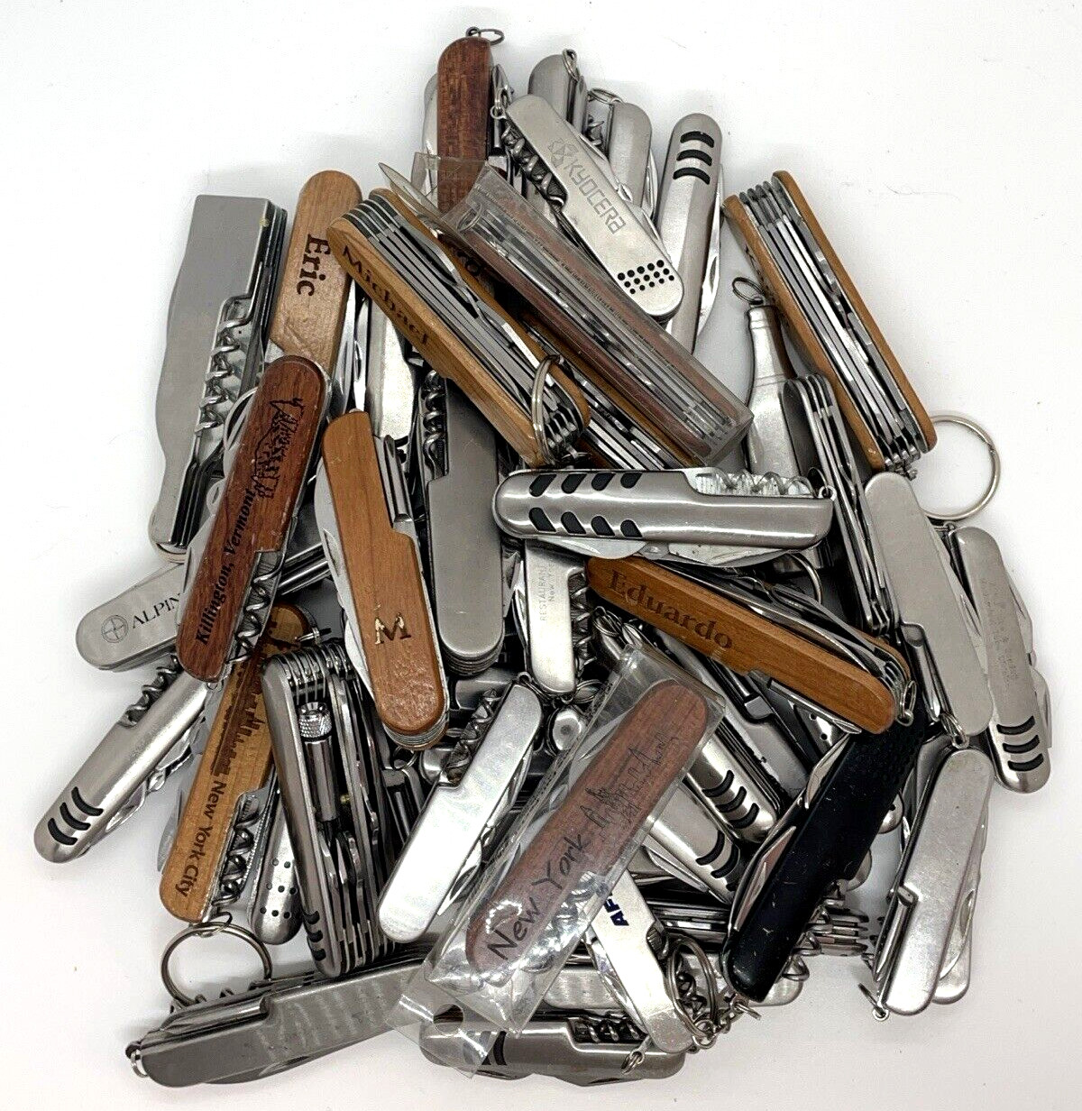 Lot of 10 TSA Confiscated Multi-Tool Pocket Knives Names Places Generic