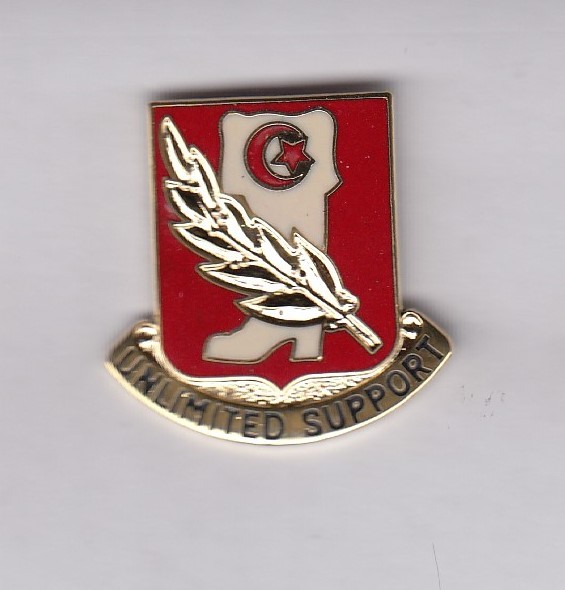 US Army 105th Support Bn. Quartermaster QM Supply crest DUI badge G-23