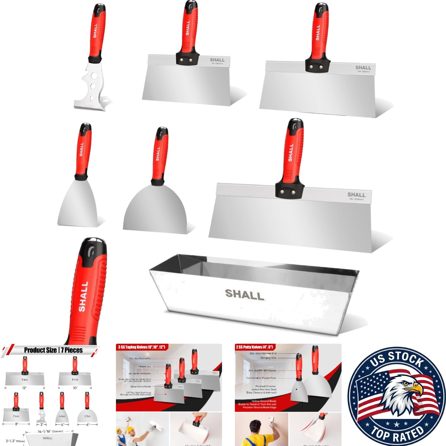 Versatile 7-Pc Stainless Steel Drywall Tool Kit: Perfect for Taping & Finishing