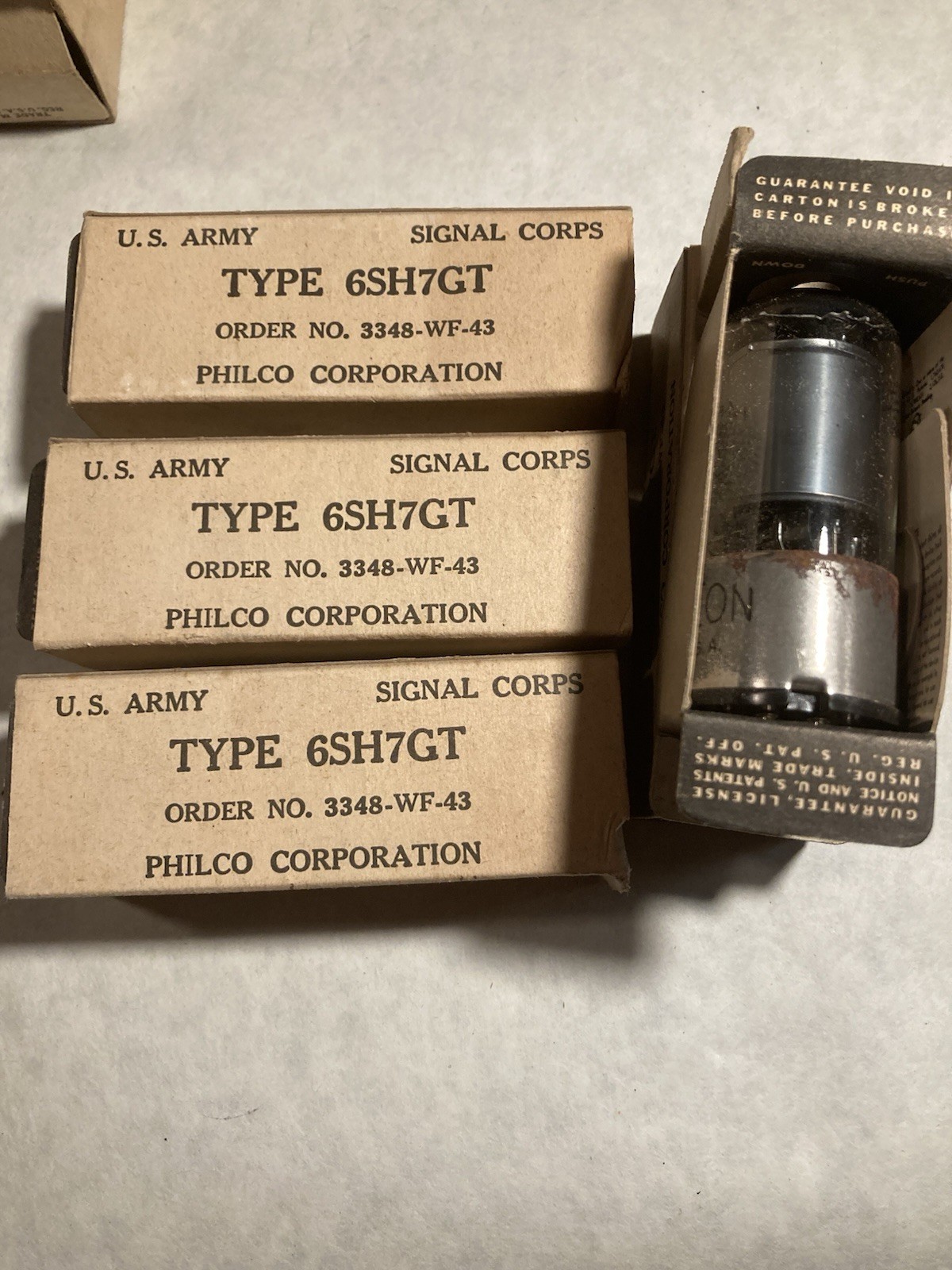 Lot Of 4 US Army Signal Corp 6SH7GT Tubes Untested