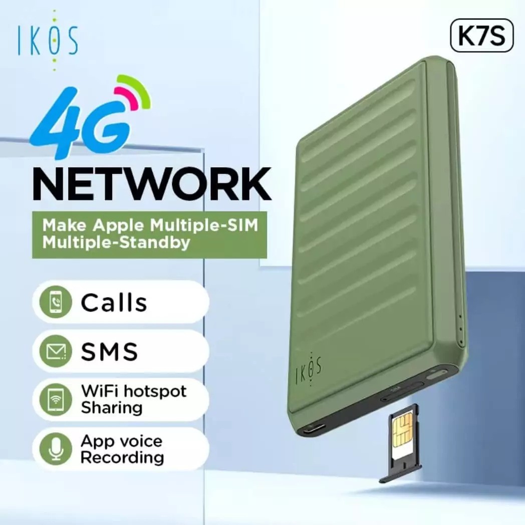 IKOS K7S 4G SIM Adapter For iPhone & Android – Single Sim - Call Text Functions