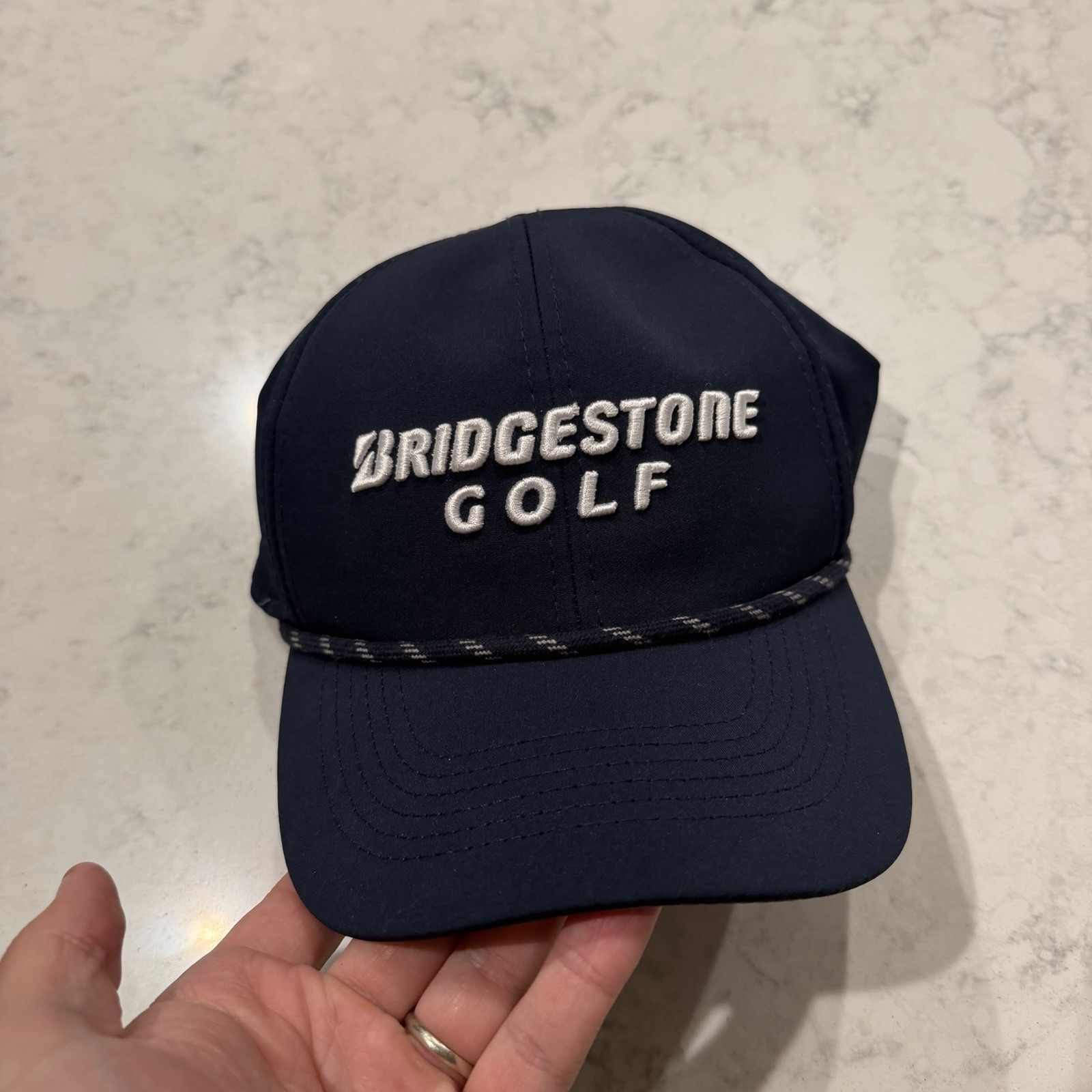 Bridgestone "The Rope" Snapback Golf Hat Navy Blue Performance Snapback