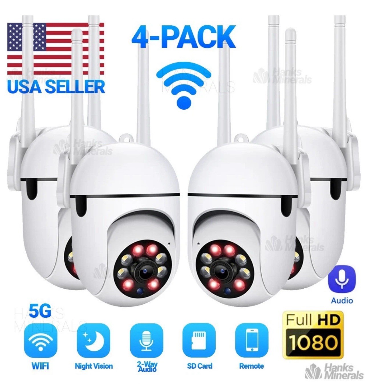 4-Pack Wireless 5G WiFi Security Camera System Smart Outdoor Night Vision 1080P