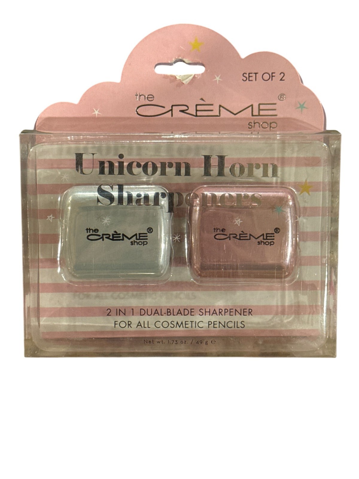 2pc Set CREME SHOP Unicorn Horn Sharpeners 2 In 1 Dual Blade for Cosmetic Pencil