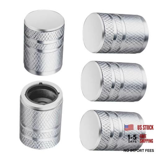 BAURATTI Tire Valve Stem Caps - (5 Pack) Metal Air Caps with No Pattern Silver