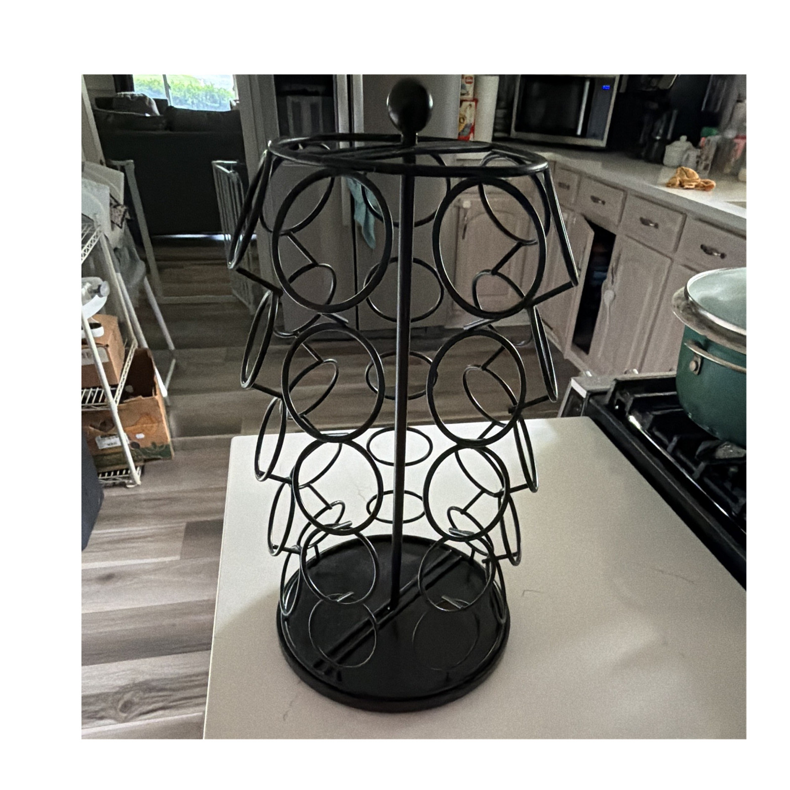 Rotating Black Metal K-Cup Pod Carousel Holder, 24-Pod Capacity, Matte