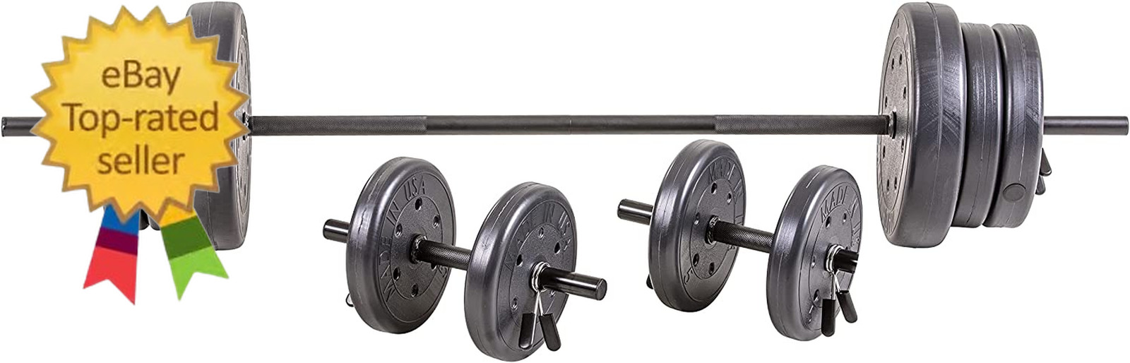 105 Pound Barbell Weight Set for Home Gym| Adjustable Weight Set with Two Dumbbe