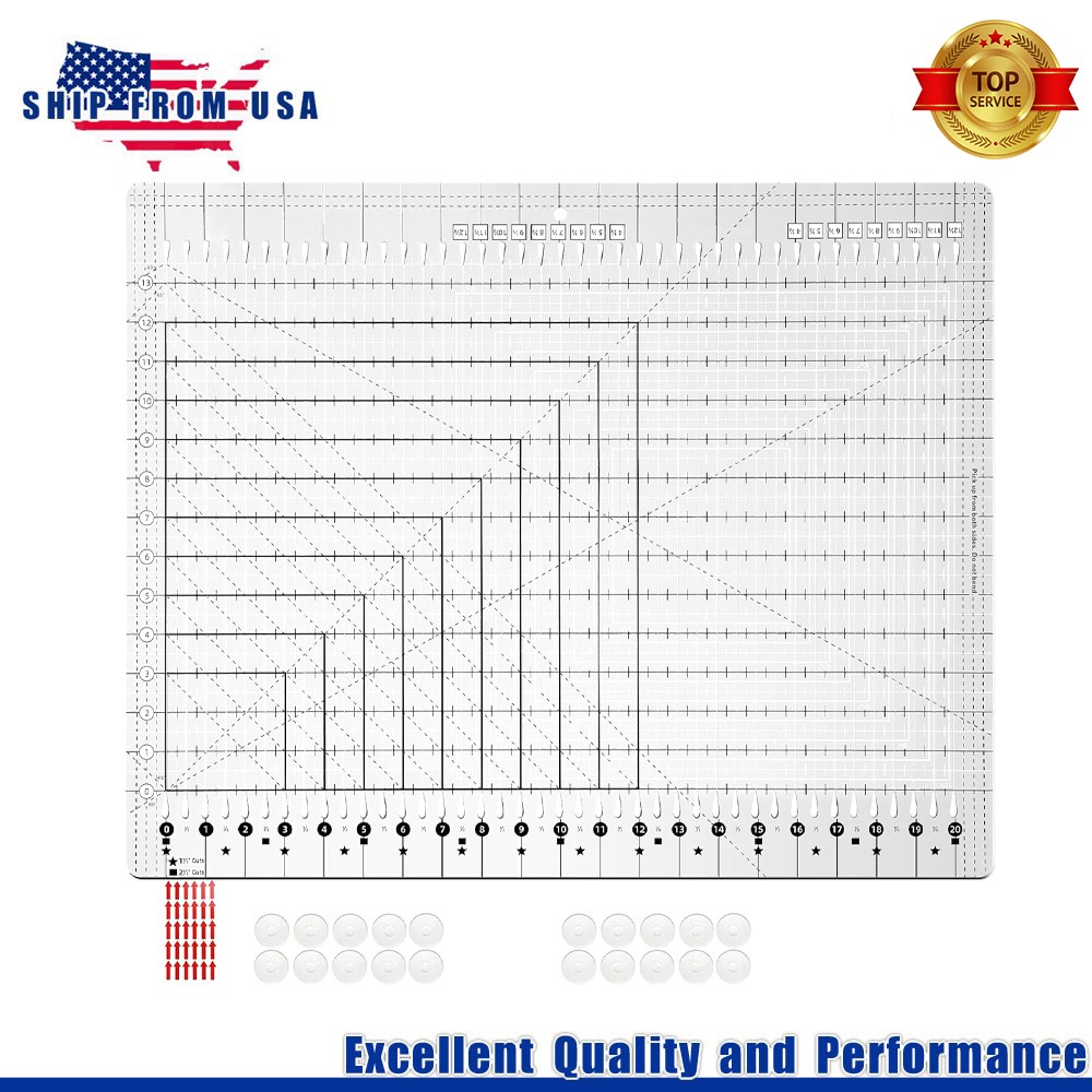Upgrade Clear 17-3/4 "x 22" Extra Large Slotted Quilting Ruler Long Arm SewingXL