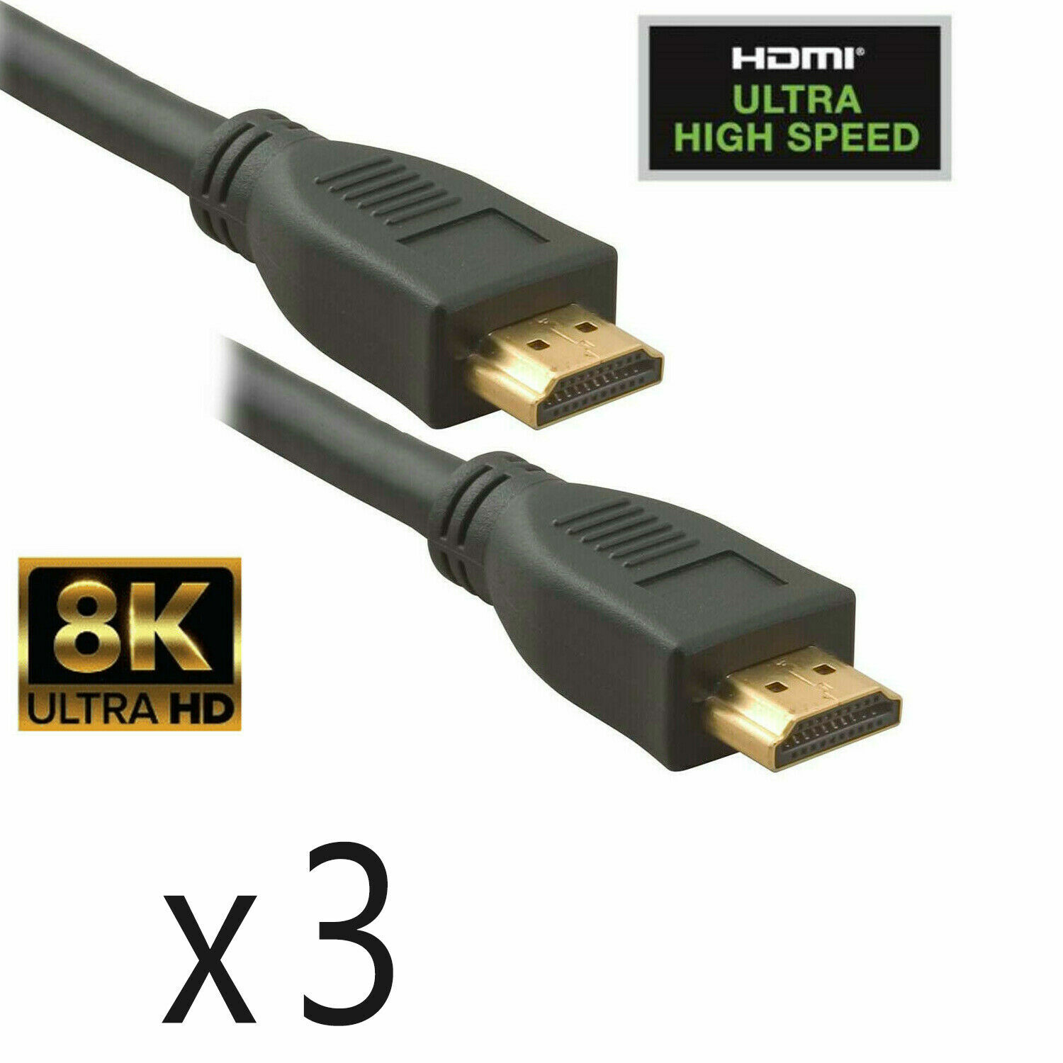 3 Pack 10ft Ultra High Speed HDMI 2.1 Cable with Ethernet 4K 8K HDR Dolby Vision