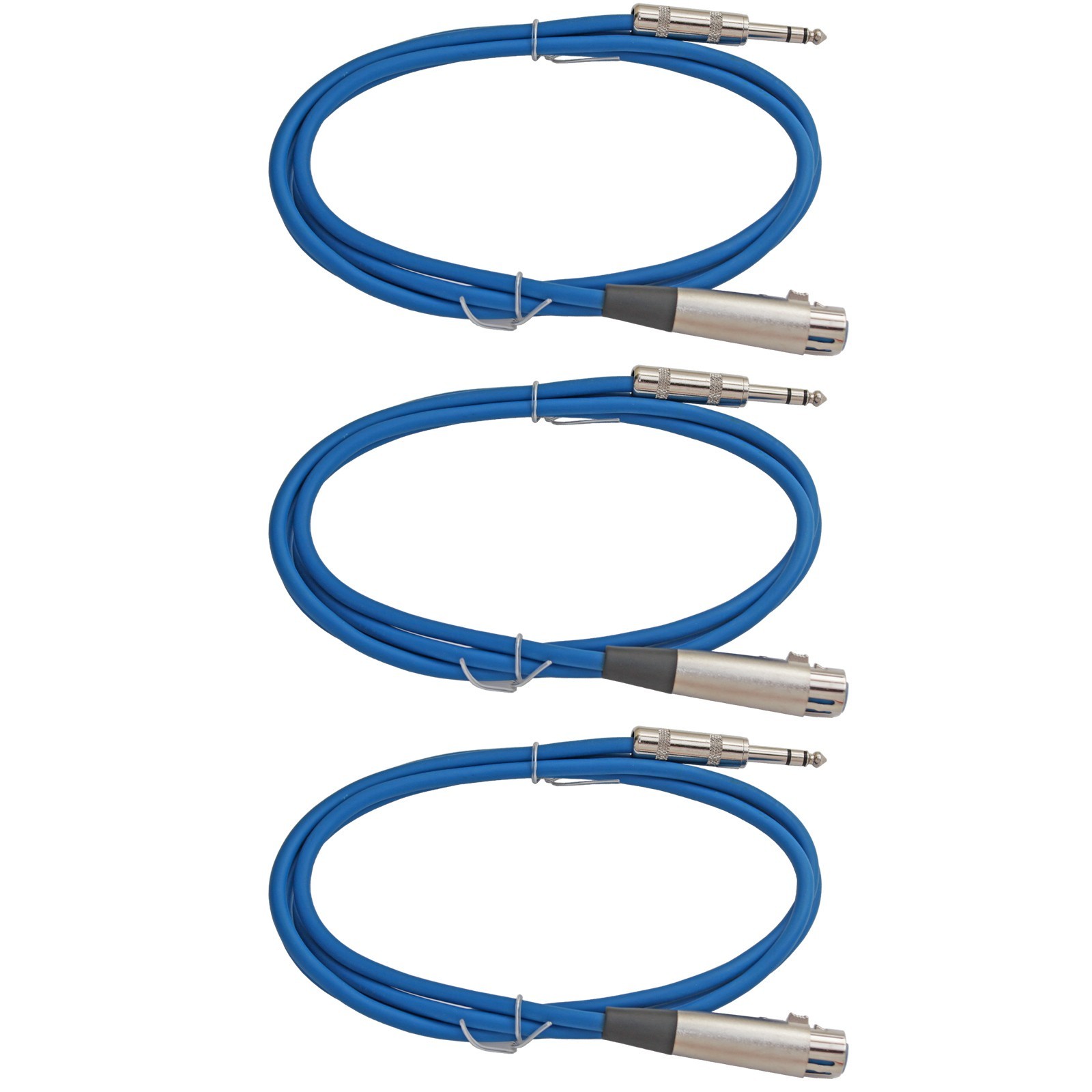 BLUE 1/4 TRS stereo to XLR 3pin female 6 ft foot balanced patch cables mic cords