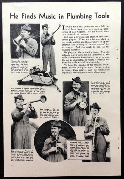 Red Smith~the Musical Plumber “He Finds Music in Plumbing Tools” Vaudeville
