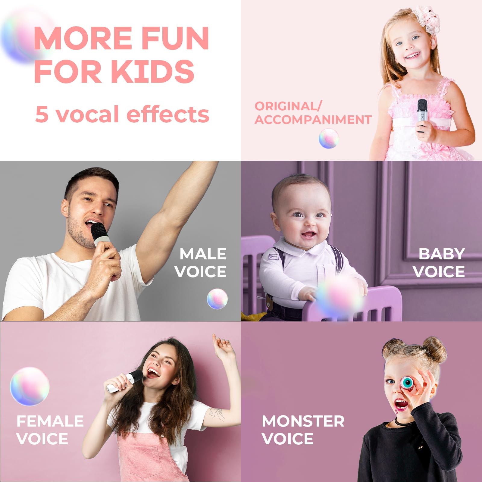 Mini Karaoke Machine Portable Bluetooth Speaker with 2 Wireless Microphones