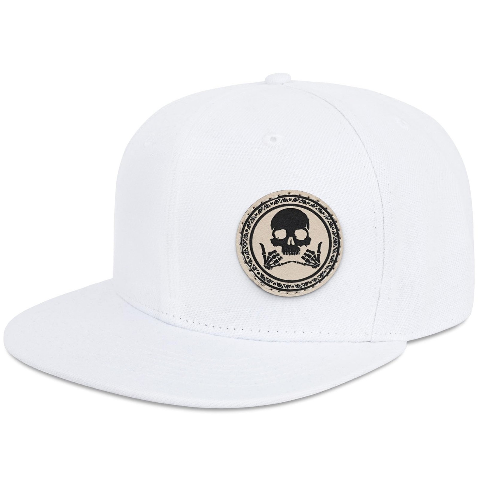 Flat Brim Hats for Men - Gothic Style Skull Hat Leather Pattern - Hip-Hop Sna...
