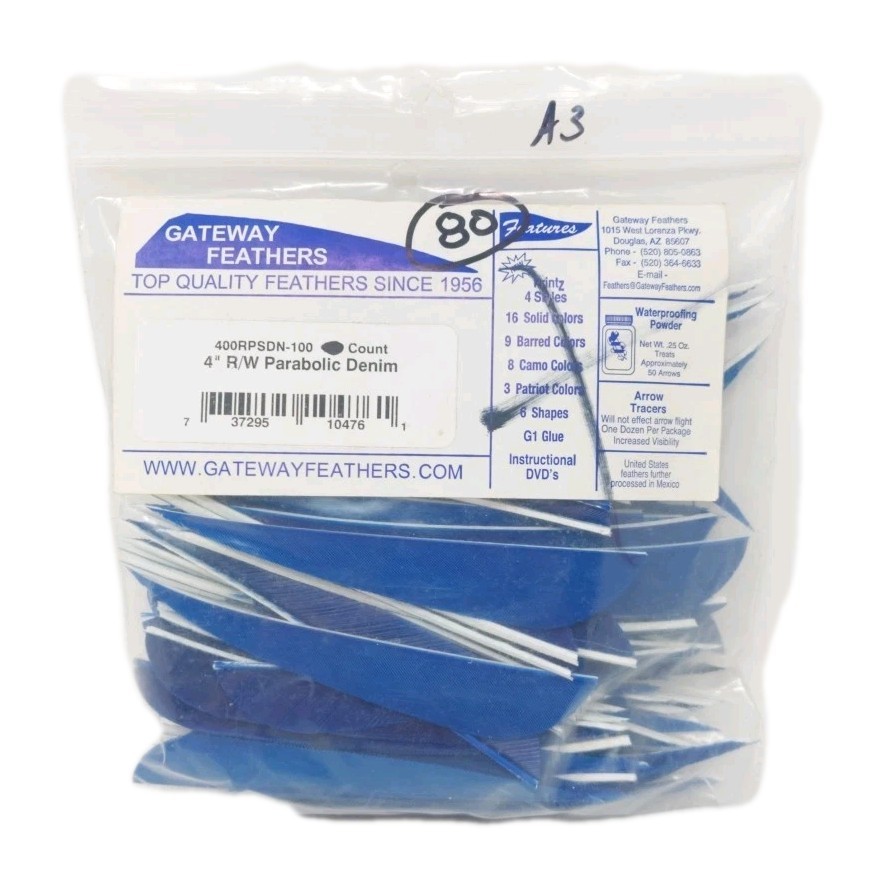 80 Count Gateway Feathers 4" Right Wing: Parabolic Denim Blue