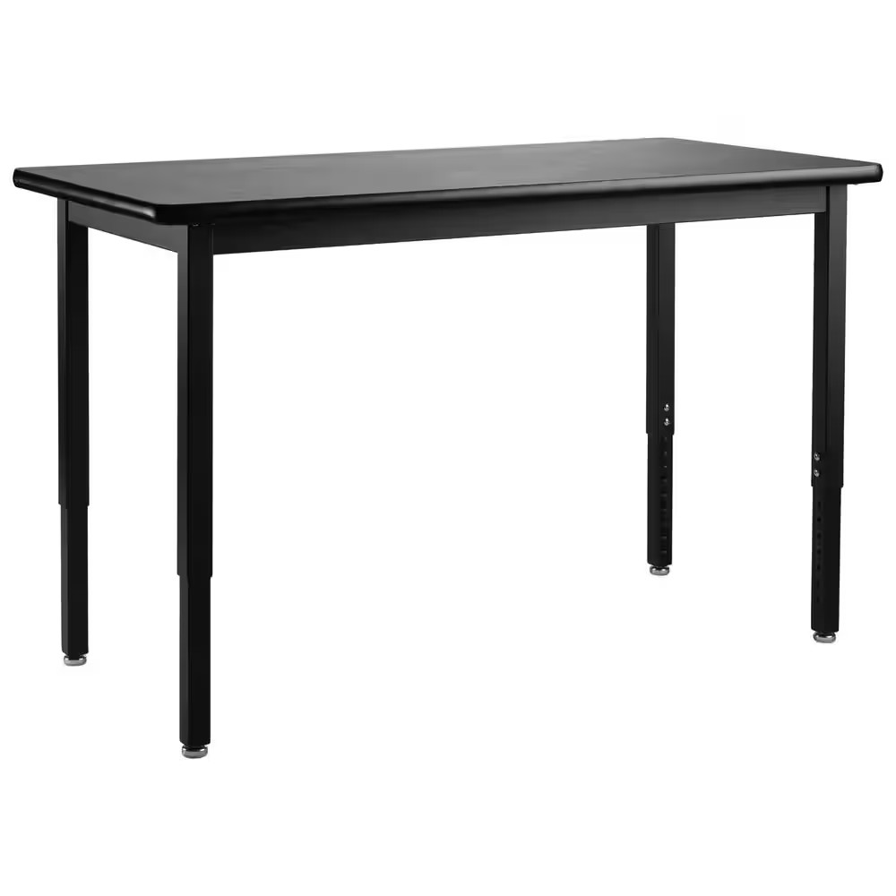 Heavy Duty 60 In. W X 24 In. D Adjustable Height Workbench with Black Top