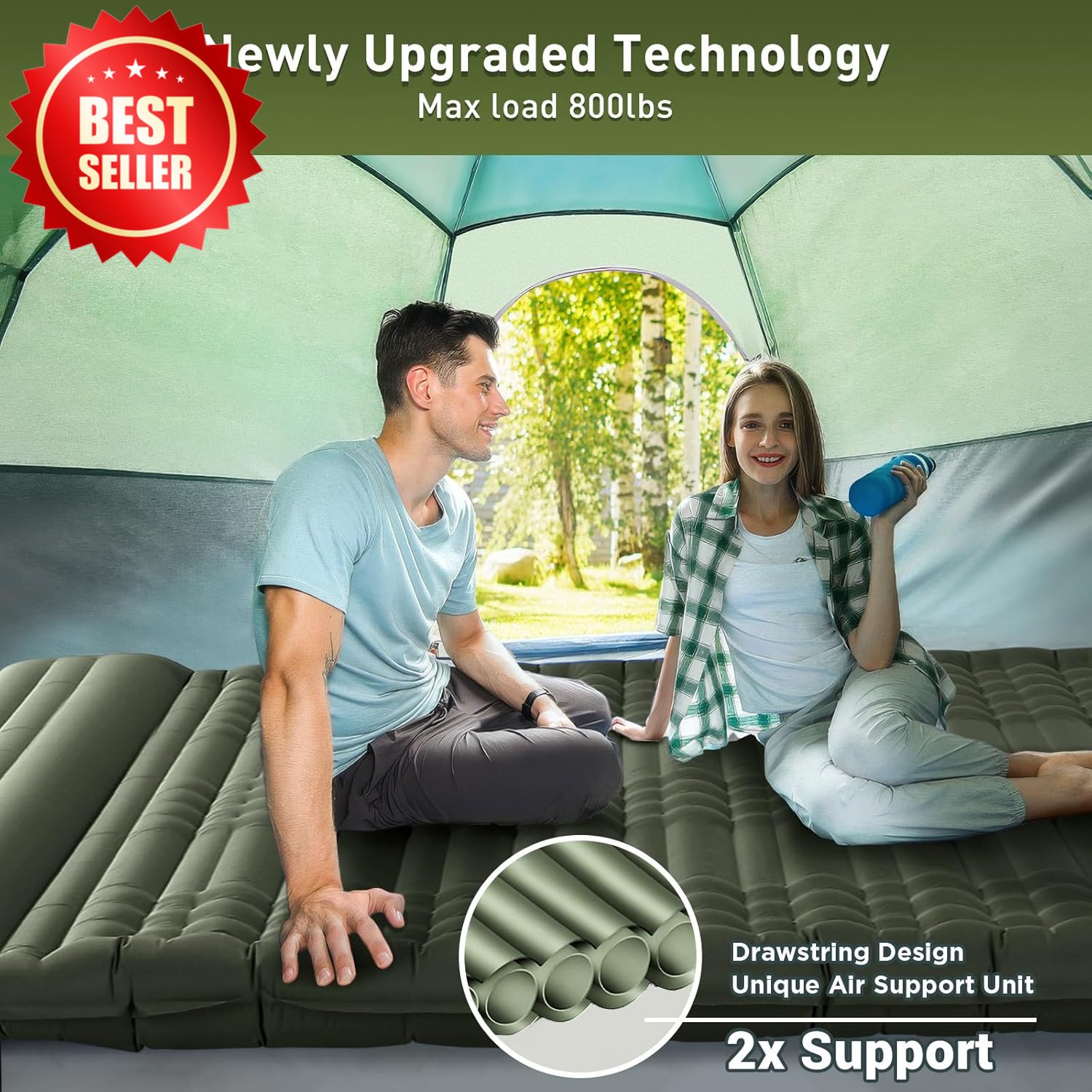 Double Camping Sleeping Pad 4.7" Thick Self Inflating Built-in Pump US