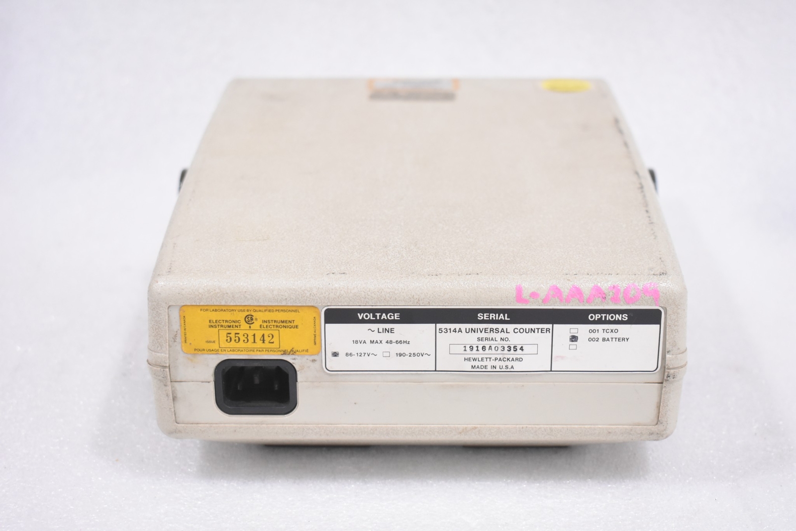 HEWLETT-PACKARD 5314A UNIVERSAL FREQUENCY COUNTER, LED, TIMER, 7-DIGIT, LED
